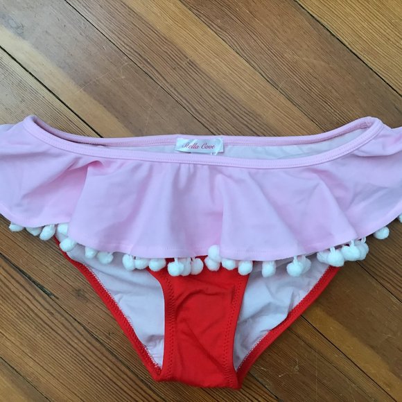 STELLA COVE RED/PINK RUFFLE BIKINI BOTTOMS 10 YR.
